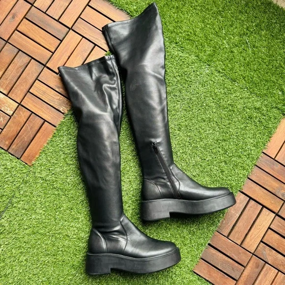 Mango Shoes Mango Black Over The Knee Luca Boots Poshmark